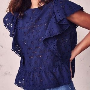 Love Shack Fancy Rosemary Top in Sapphire Size M